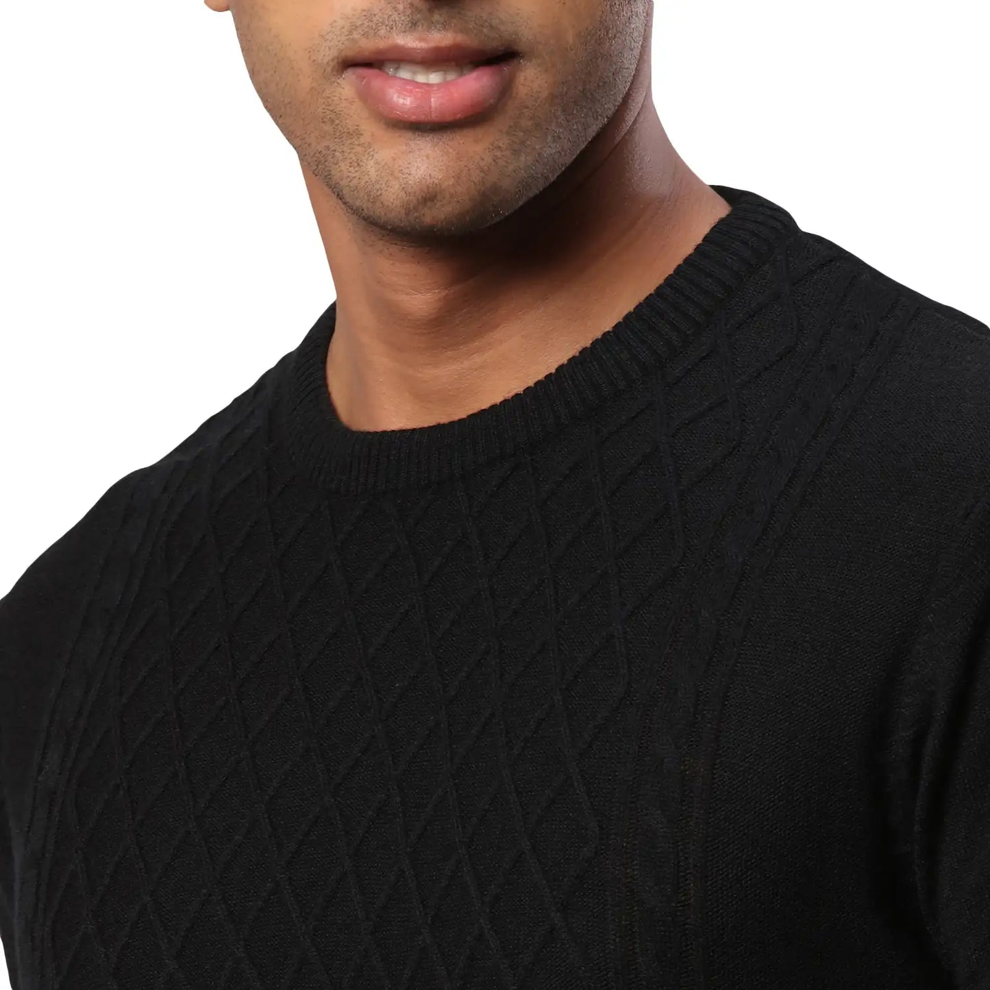 Men Regular Fit Black Sweater