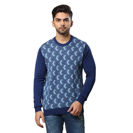 Men Regular Fit Grey Sweater