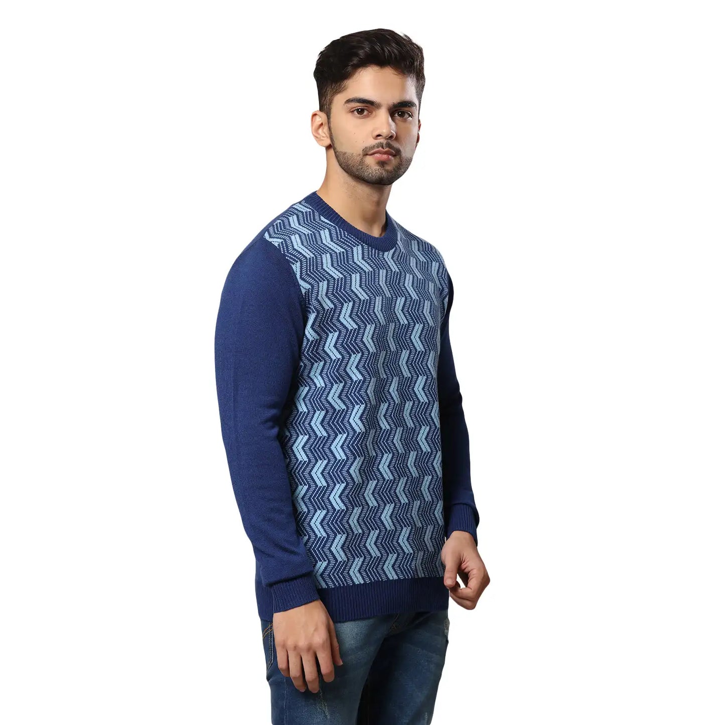Men Regular Fit Grey Sweater