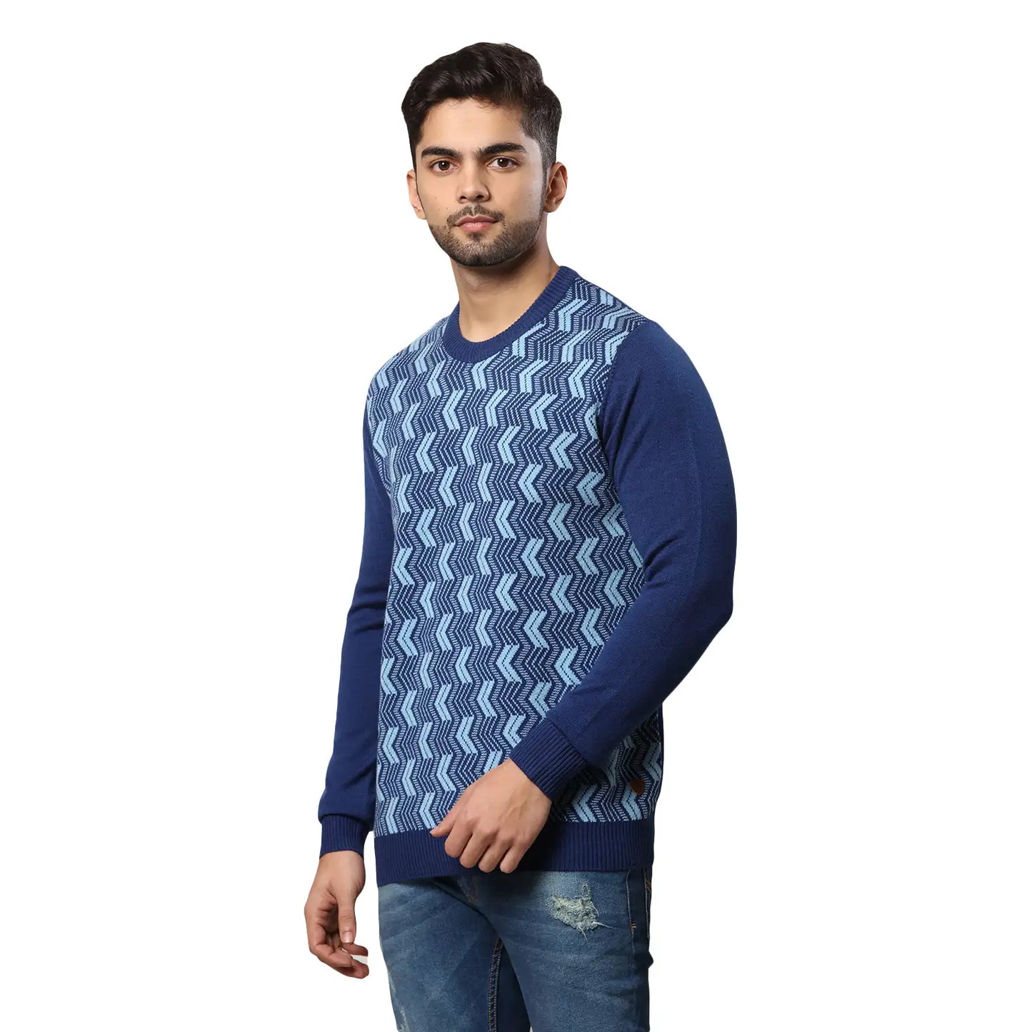 Men Regular Fit Grey Sweater