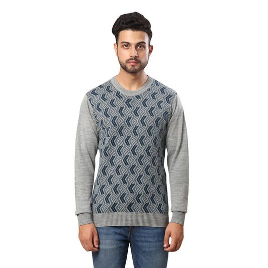 Men Regular Fit Teal Sweater