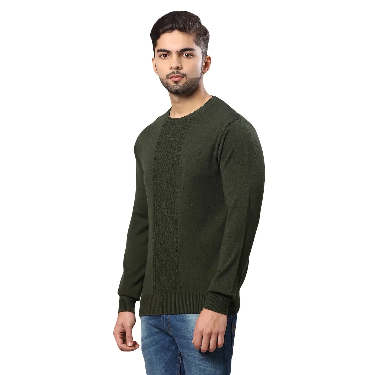 Men Regular Fit Teal Sweater