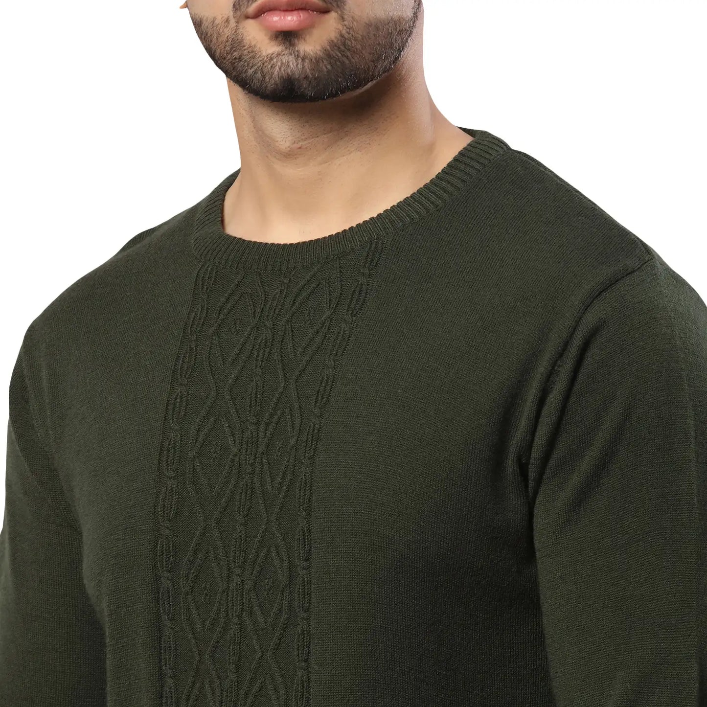 Men Regular Fit Teal Sweater