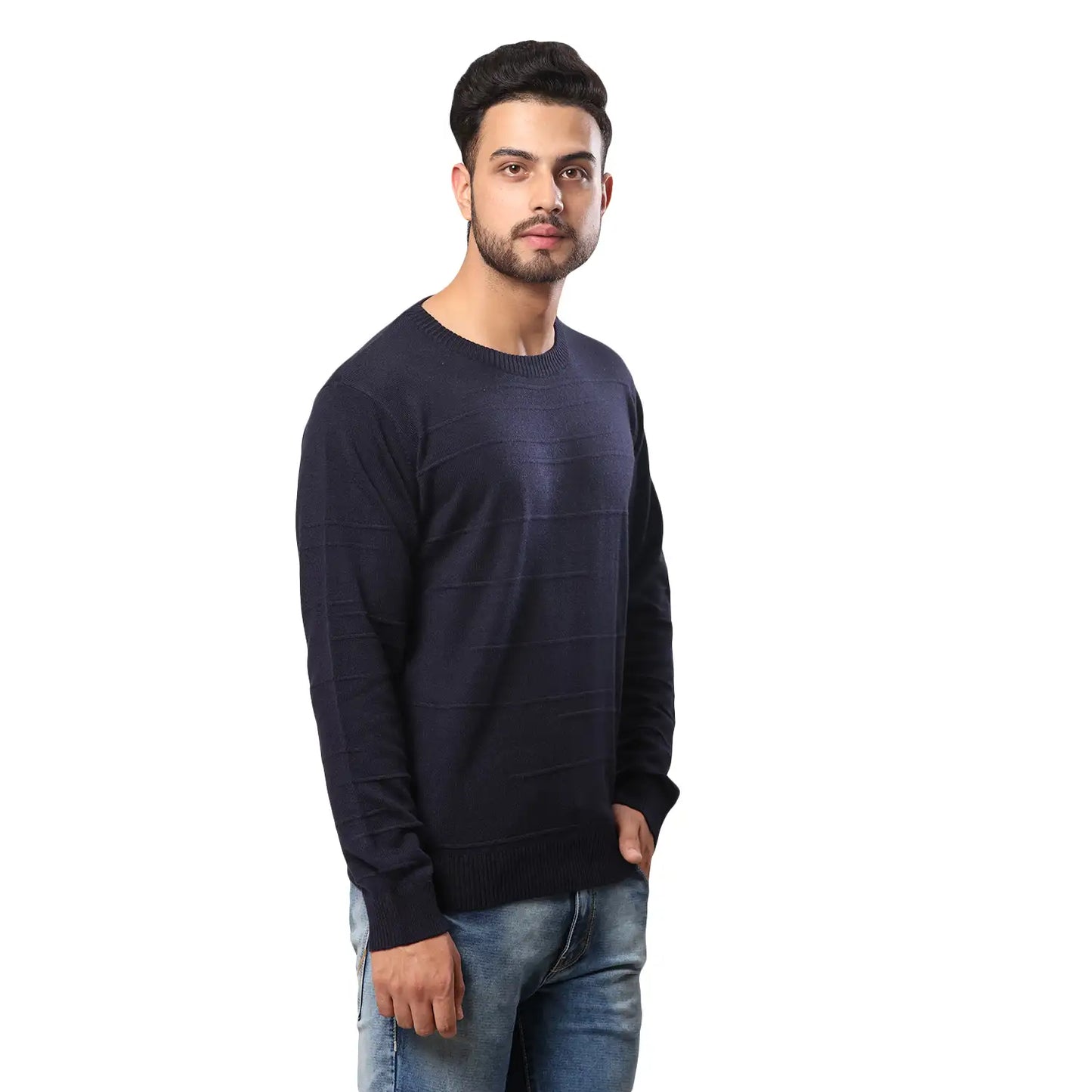 Men Regular Fit Grey Sweater