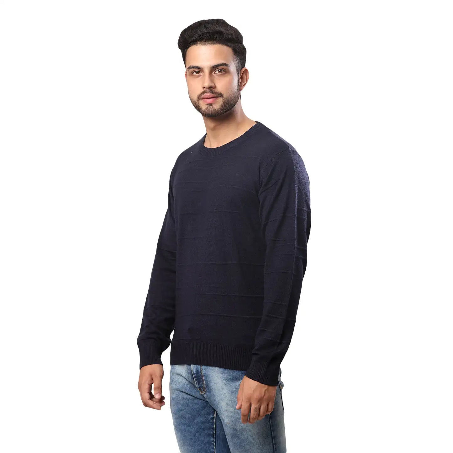 Men Regular Fit Grey Sweater