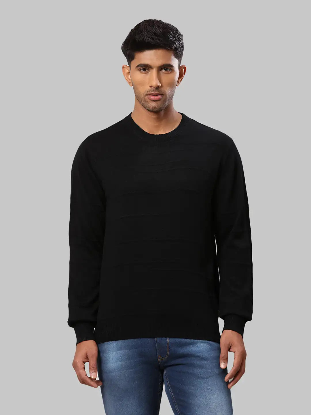 Raymond Men Maroon Structure Cable Acrylic Blend Full Sleeve Sweaters