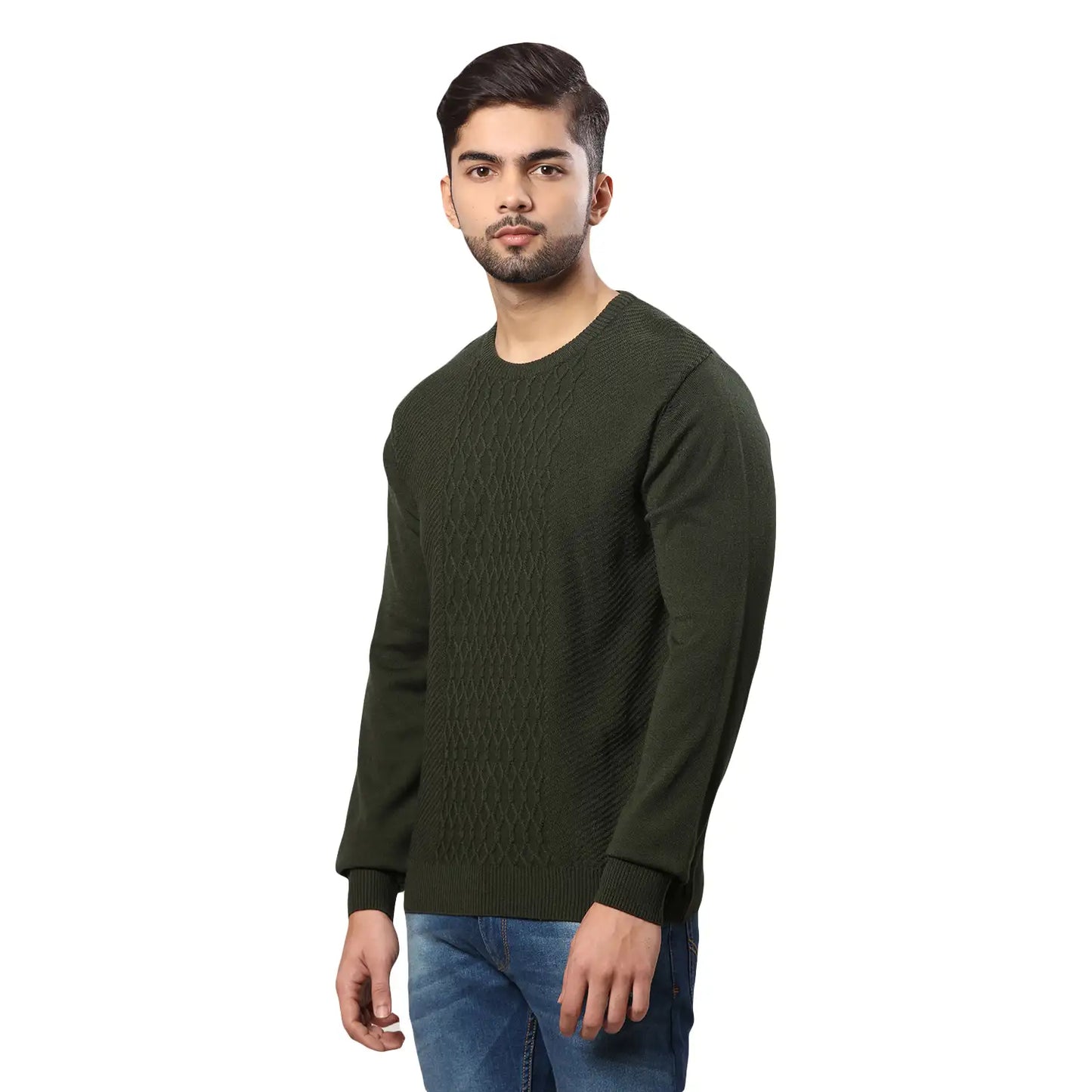 Men Regular Fit Teal Sweater