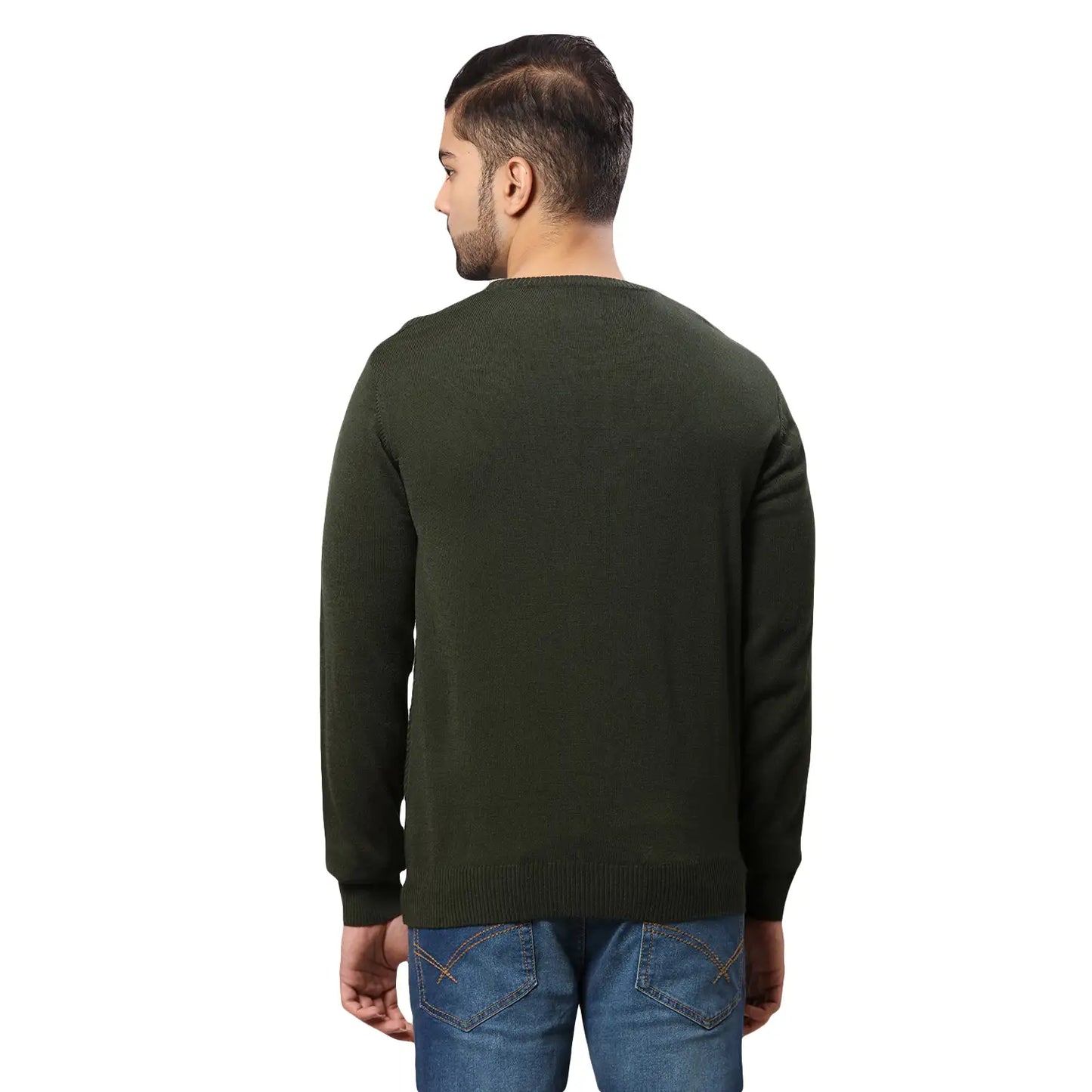 Men Regular Fit Teal Sweater