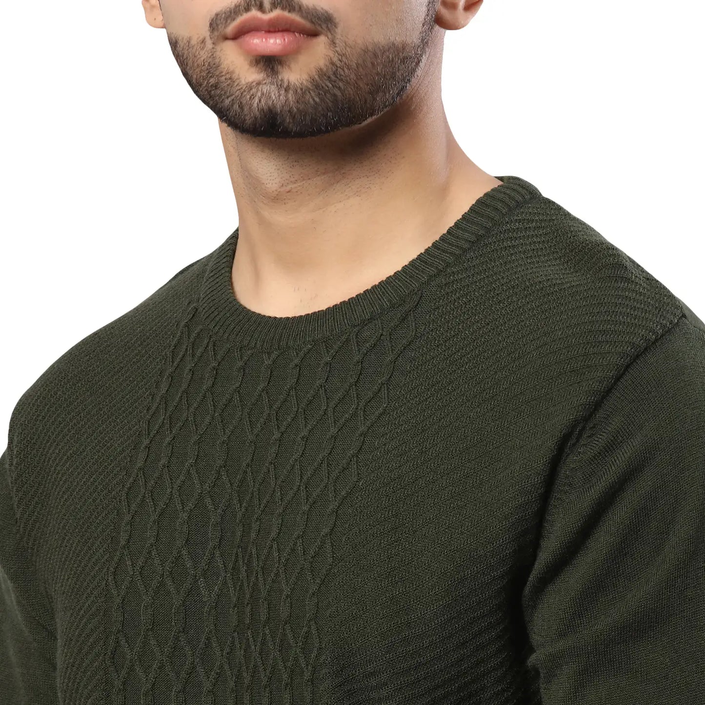 Men Regular Fit Teal Sweater