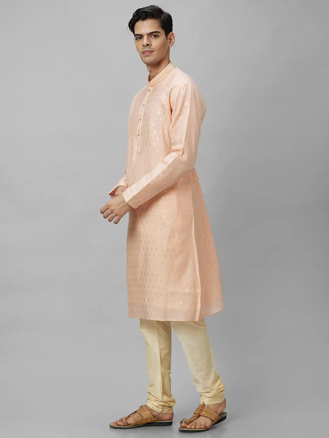 Men Green Jacquard Viscose Polyester Blend Kurta