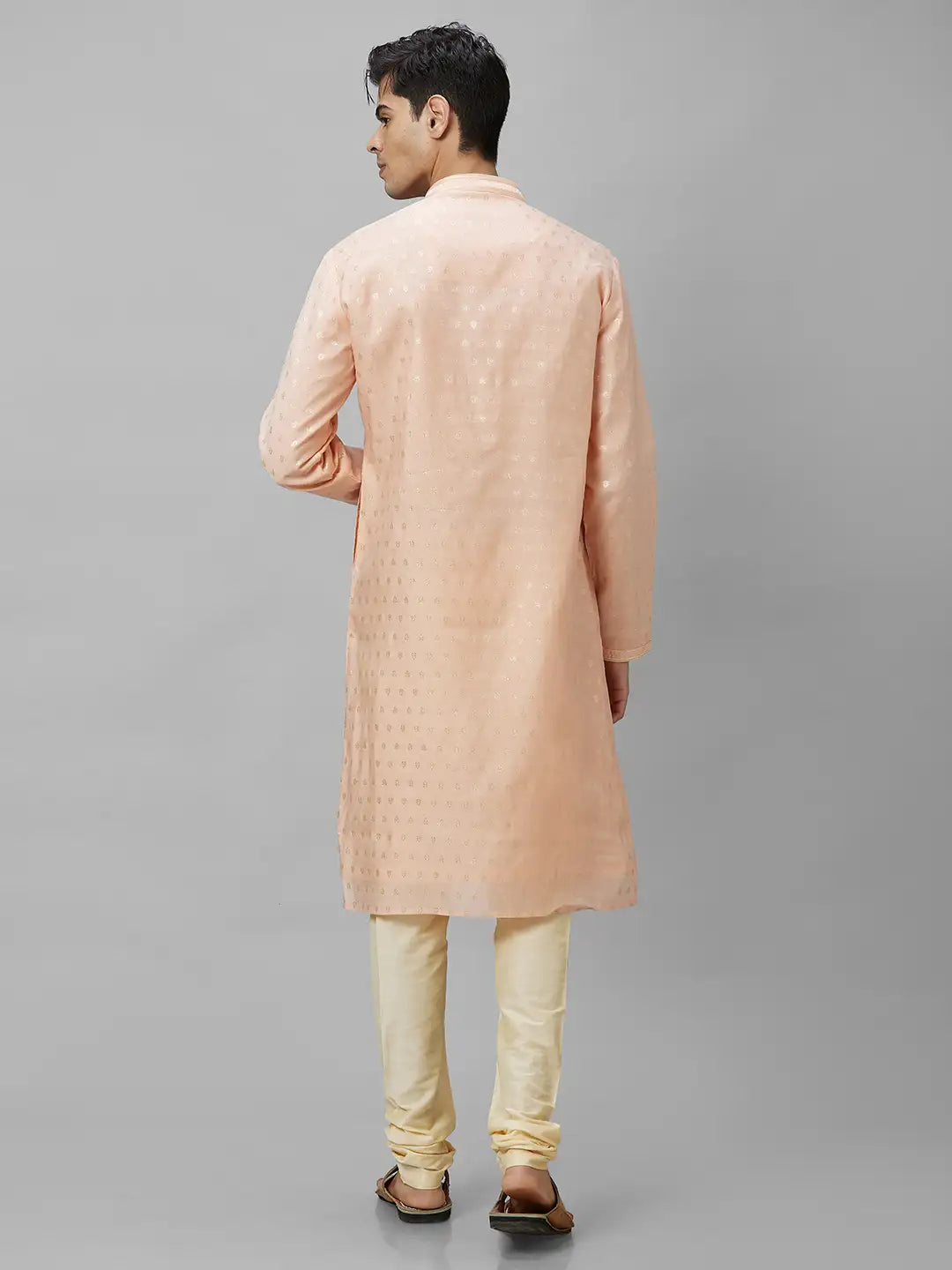 Men Green Jacquard Viscose Polyester Blend Kurta