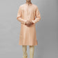 Men Yellow Jacquard Polyester Kurta