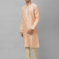 Men Yellow Jacquard Polyester Kurta