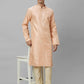 Men Yellow Jacquard Polyester Kurta