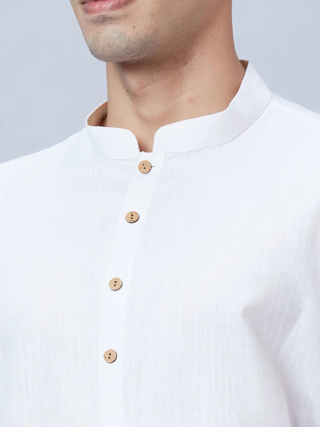 Men Orange Structure Polyester Kurta