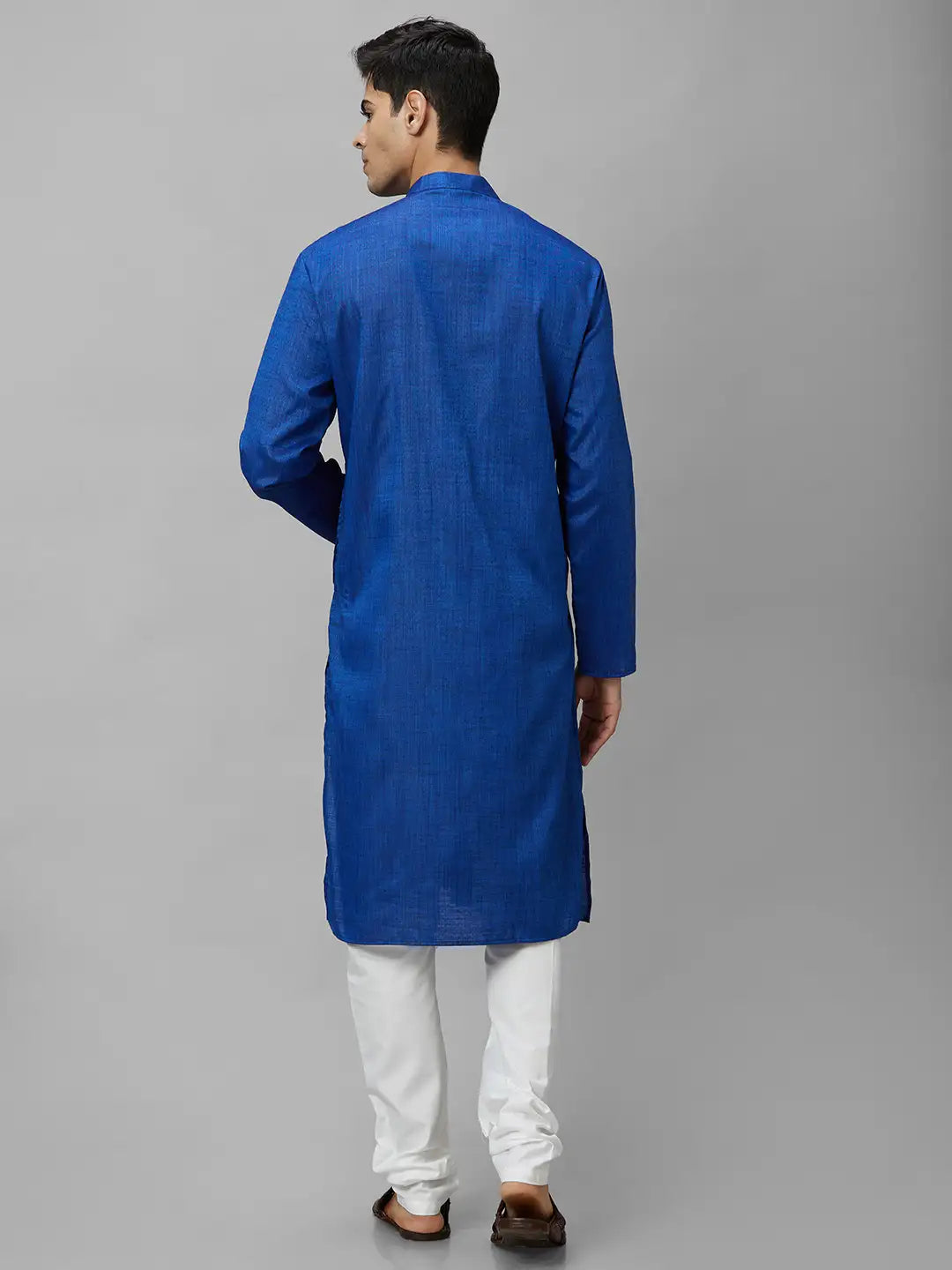 Men Maroon Solid Polyester Kurta