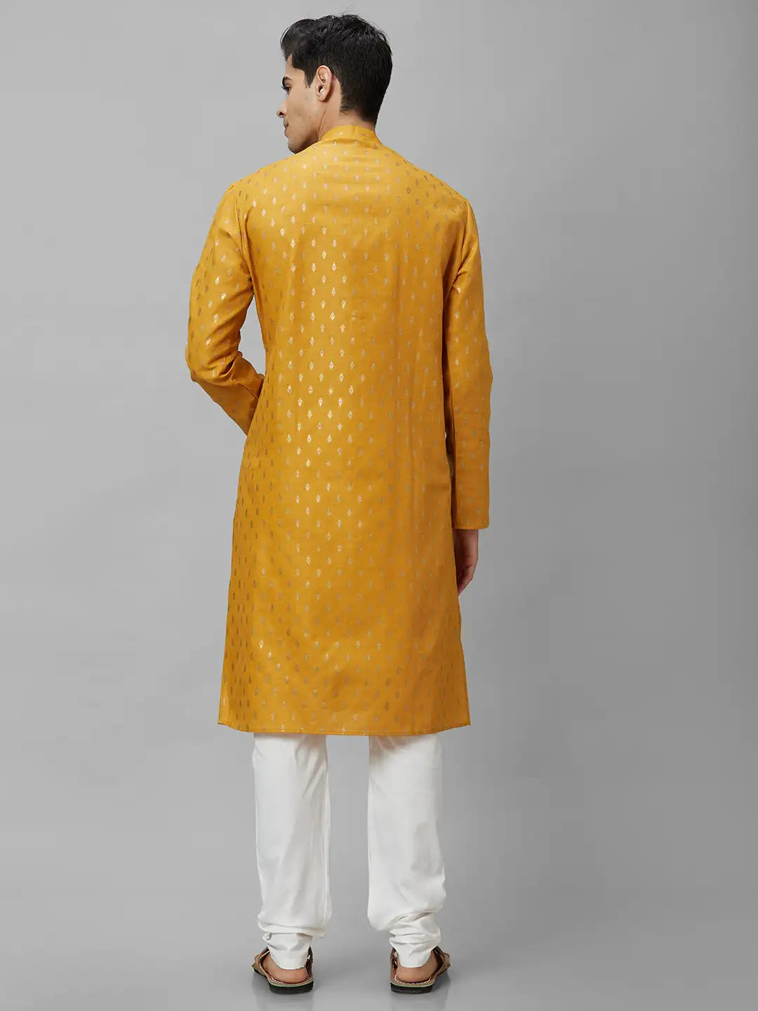 Men Pink Print Cotton Polyester Blend Kurta