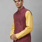 Men White Structure Polyester Bundi
