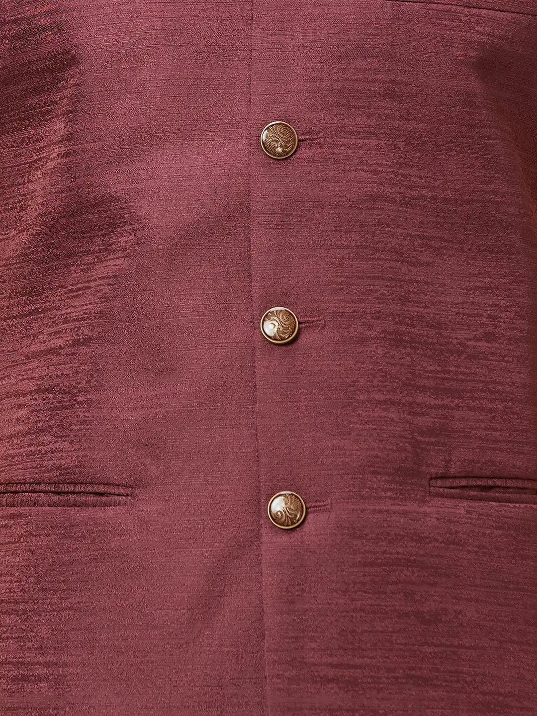 Men White Structure Polyester Bundi