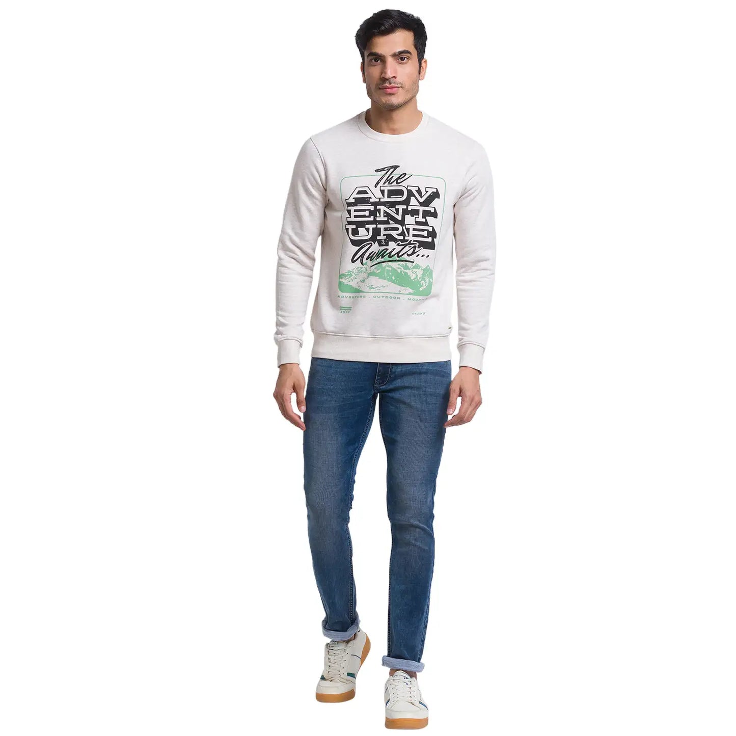 Men Regular Fit Blue Sweatshirt