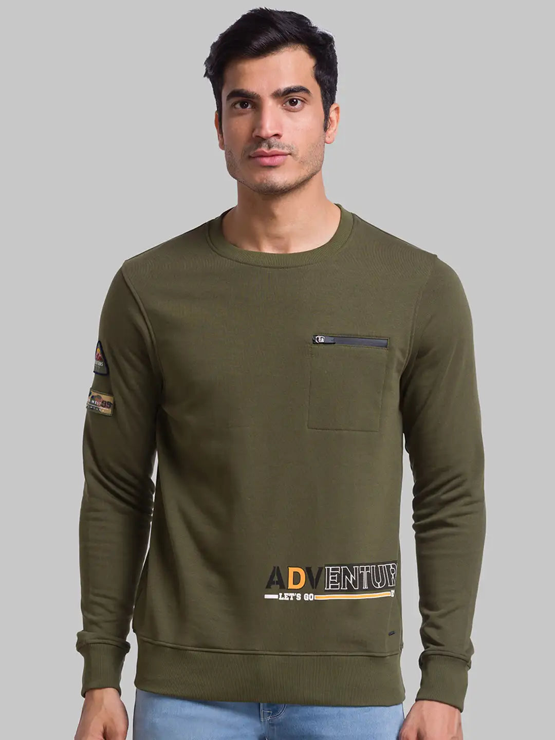 Men Regular Fit Blue Sweatshirt