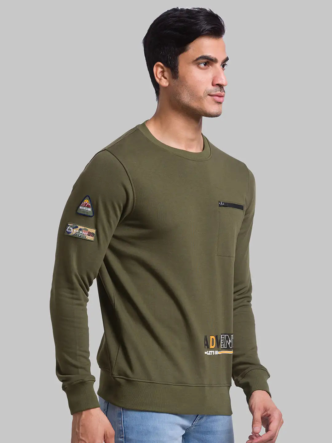 Men Regular Fit Blue Sweatshirt