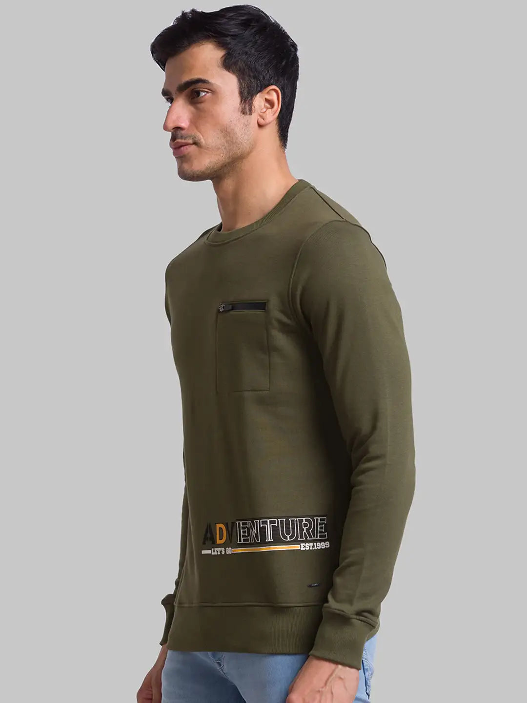 Men Regular Fit Blue Sweatshirt