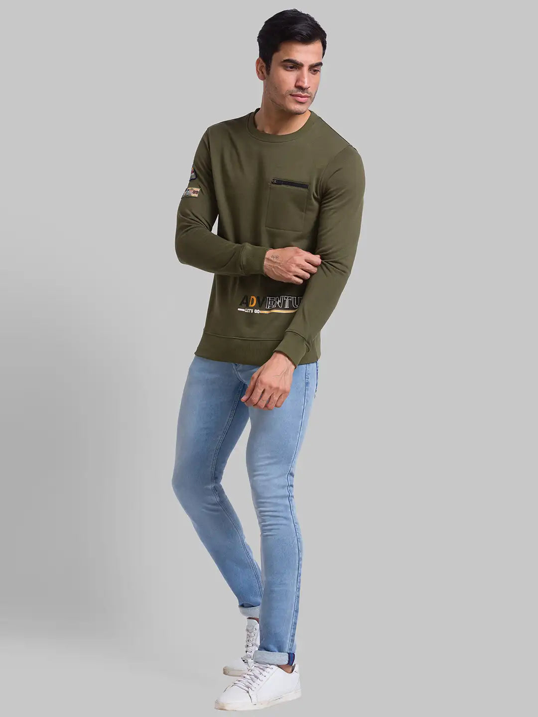 Men Regular Fit Blue Sweatshirt