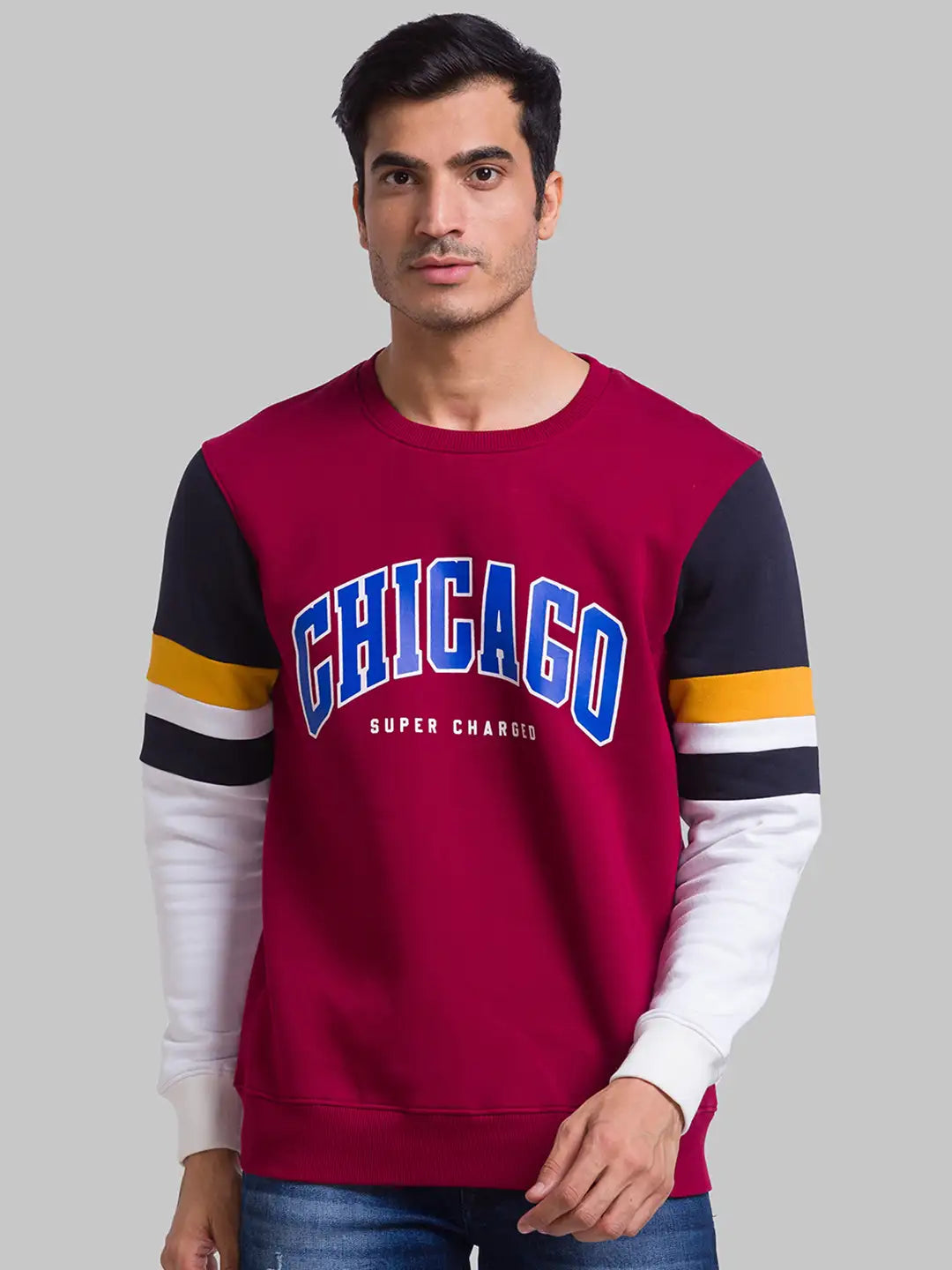 Men Regular Fit Orange Sweatshirt