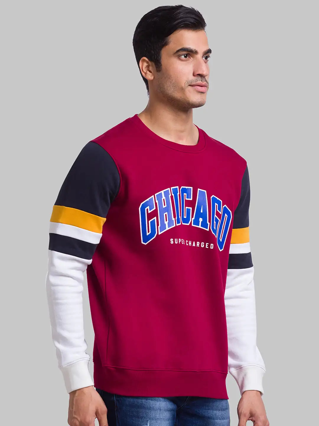 Men Regular Fit Orange Sweatshirt