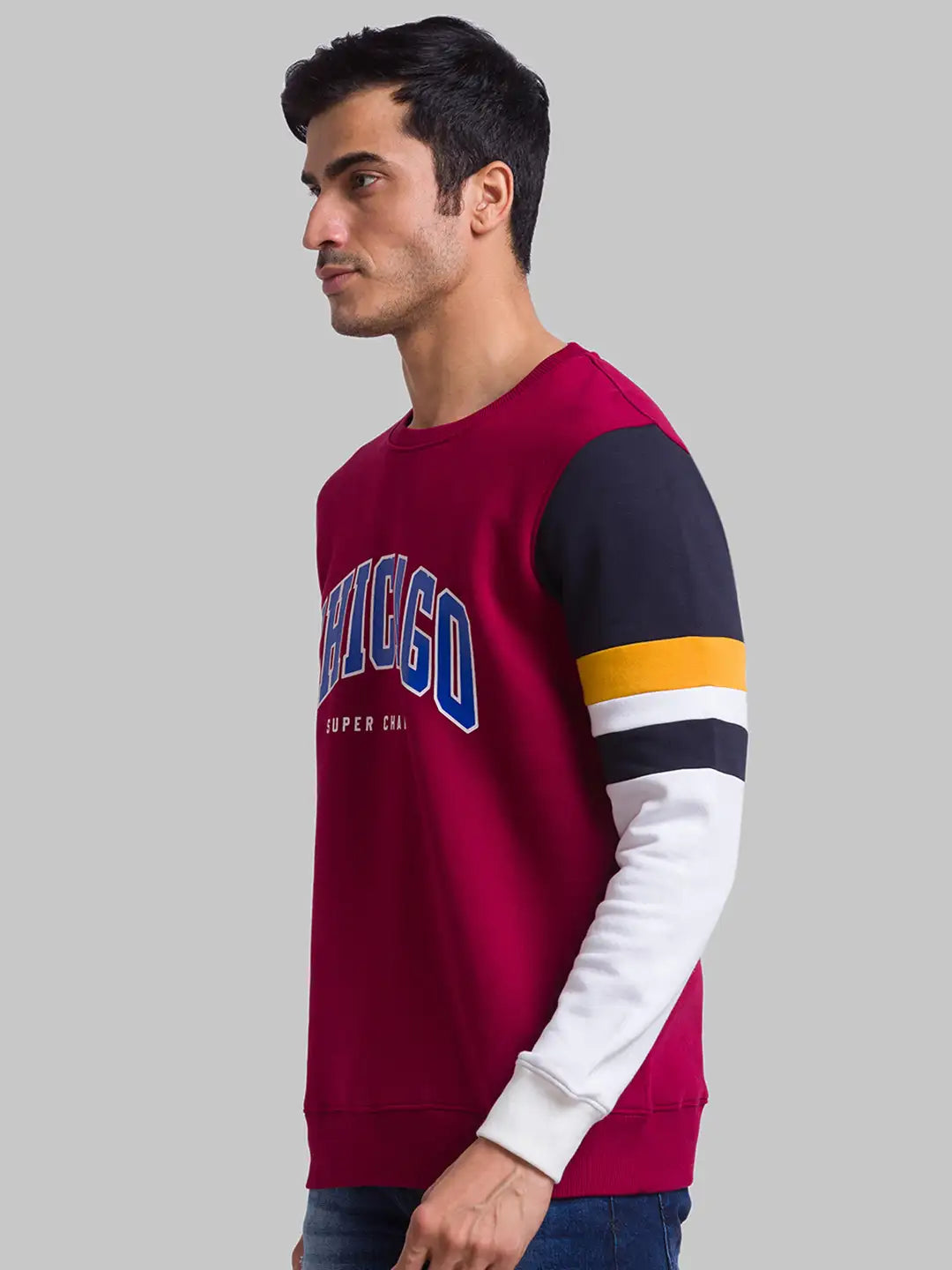 Men Regular Fit Orange Sweatshirt