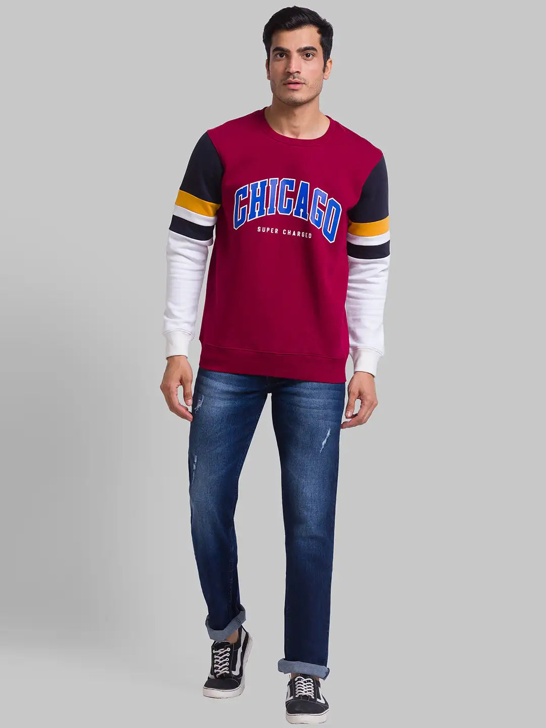 Men Regular Fit Orange Sweatshirt