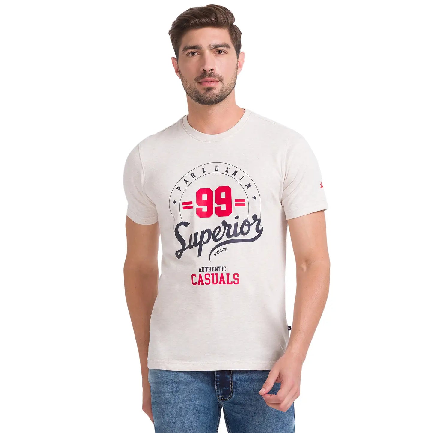 Men Regular Fit Grey T-Shirt