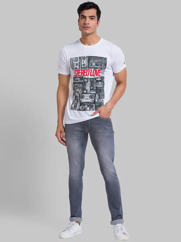Men Regular Fit Blue T-Shirt
