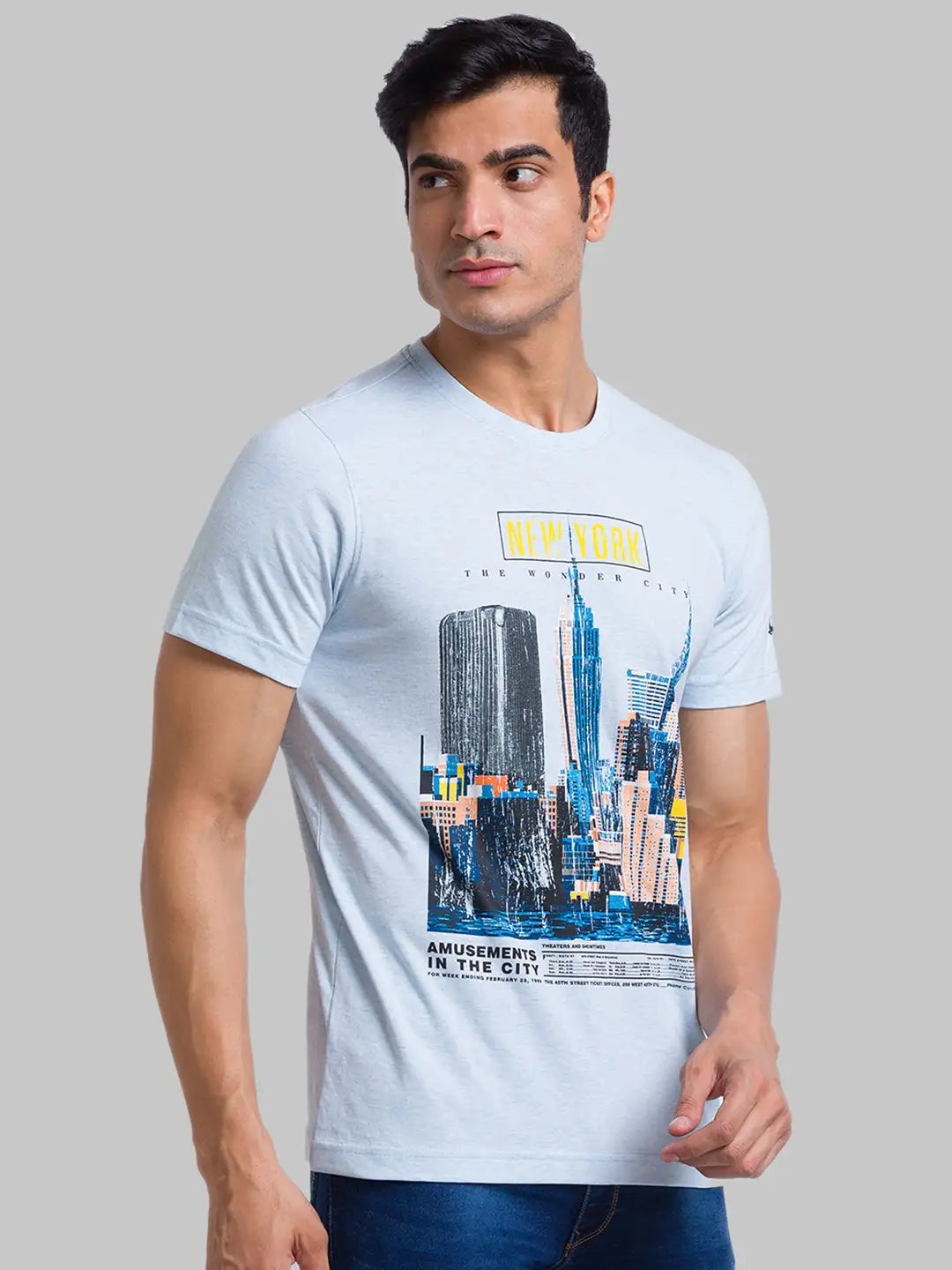 Men Yellow Regular Fit Graphic  Cotton   T-Shirt