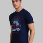 Men Regular Fit Blue T-Shirt