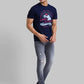 Men Regular Fit Blue T-Shirt