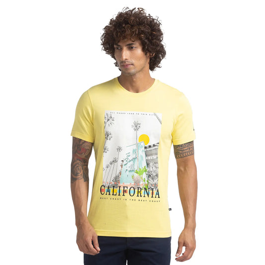 Men Regular Fit Blue T-Shirts