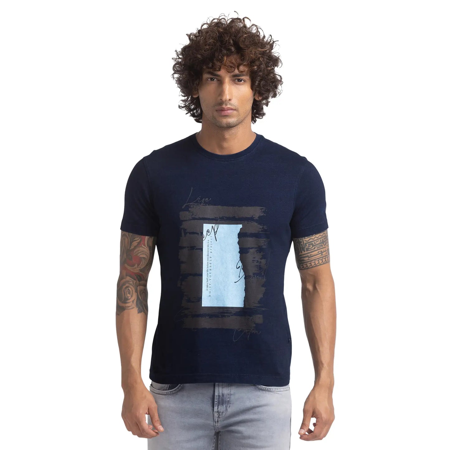 Men Regular Fit Yellow T-Shirts