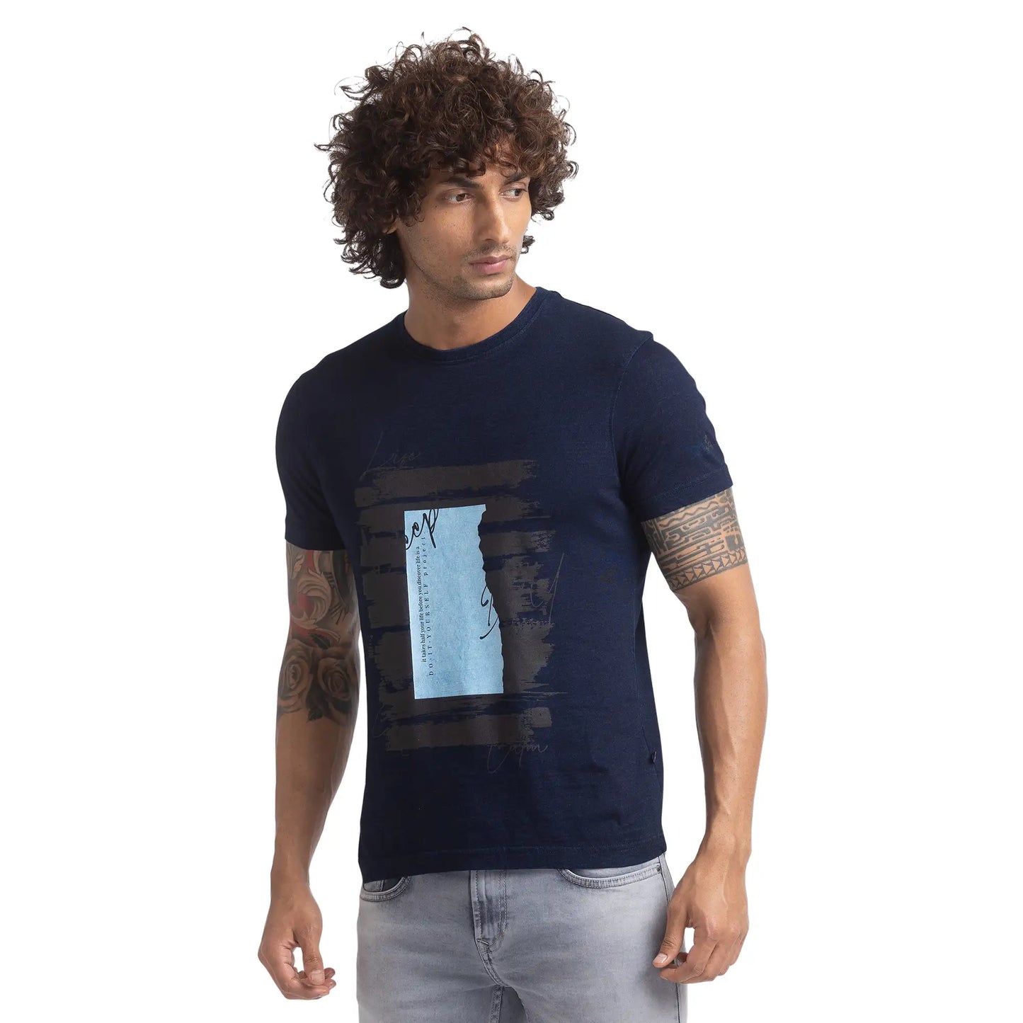 Men Regular Fit Yellow T-Shirts