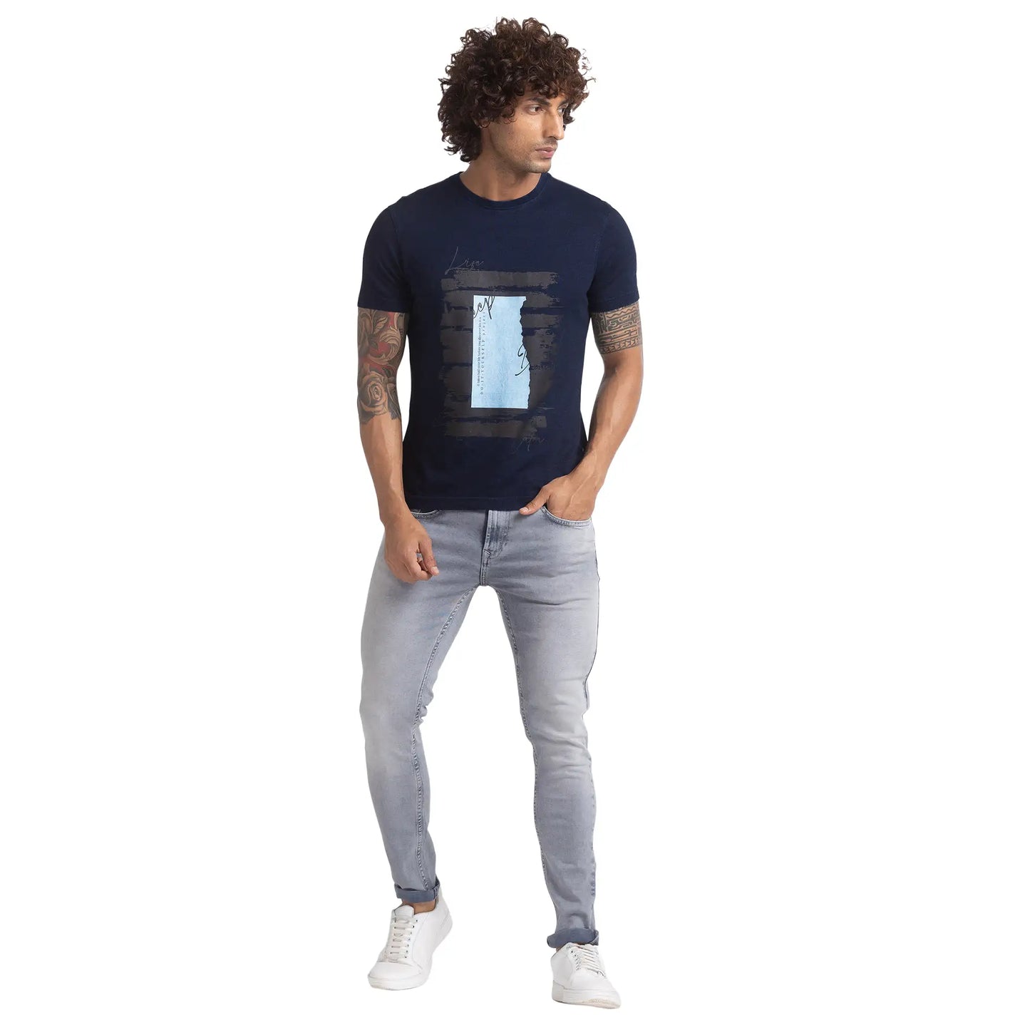 Men Regular Fit Yellow T-Shirts