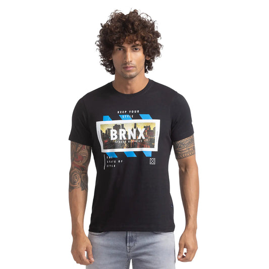 Men Regular Fit Blue T-Shirts