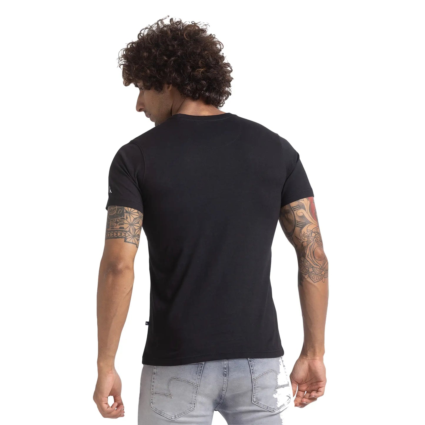 Men Regular Fit Blue T-Shirts