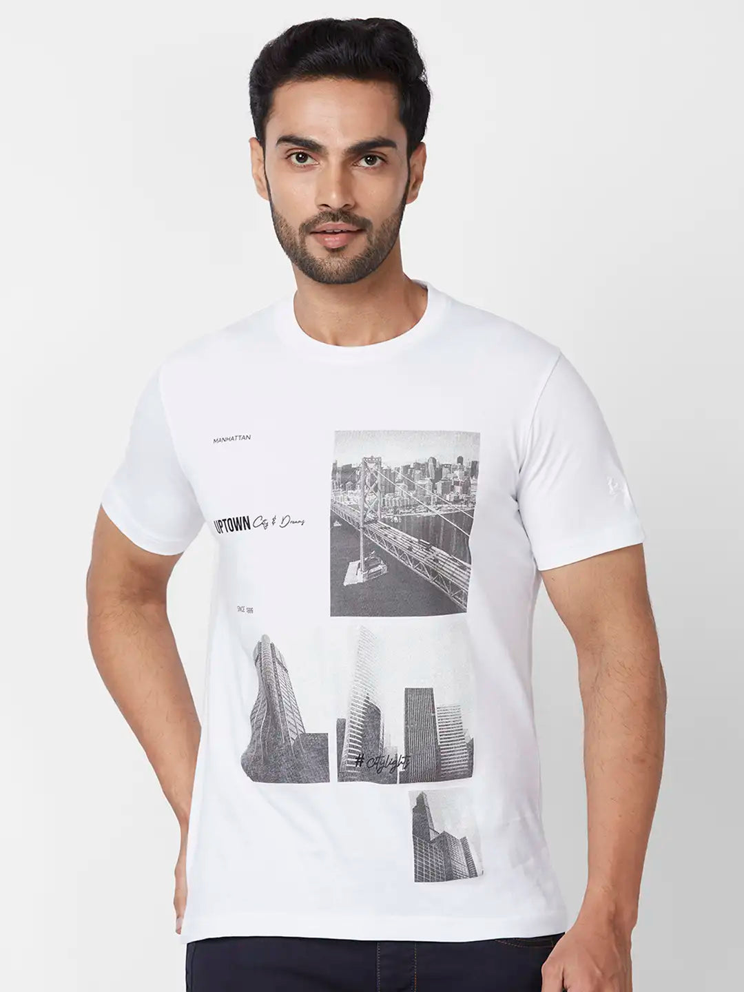 Parx Regular Fit Graphic Print Black T-Shirt