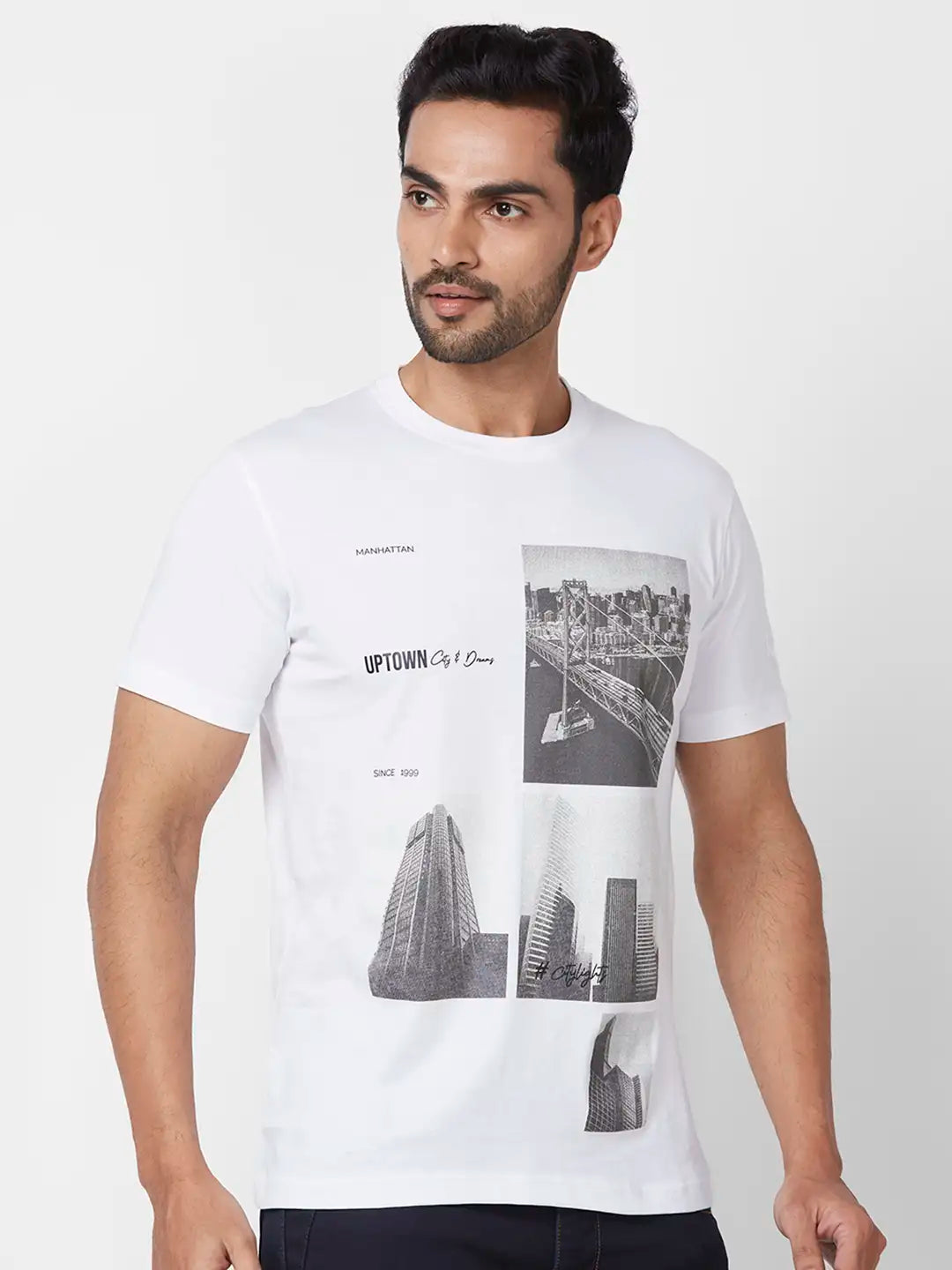 Parx Regular Fit Graphic Print Black T-Shirt