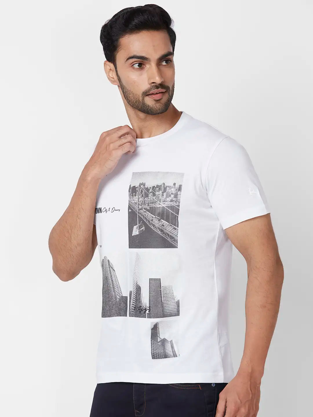 Parx Regular Fit Graphic Print Black T-Shirt
