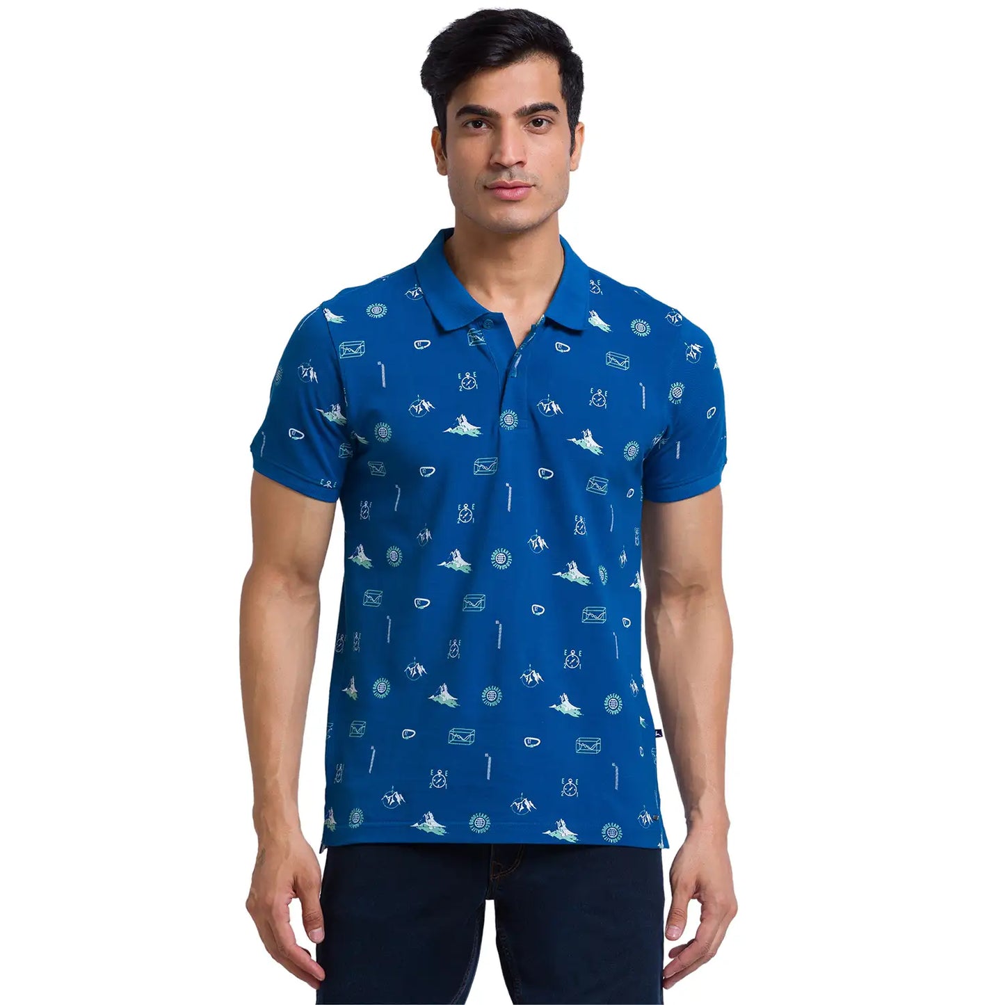 Men Regular Fit Blue Polo