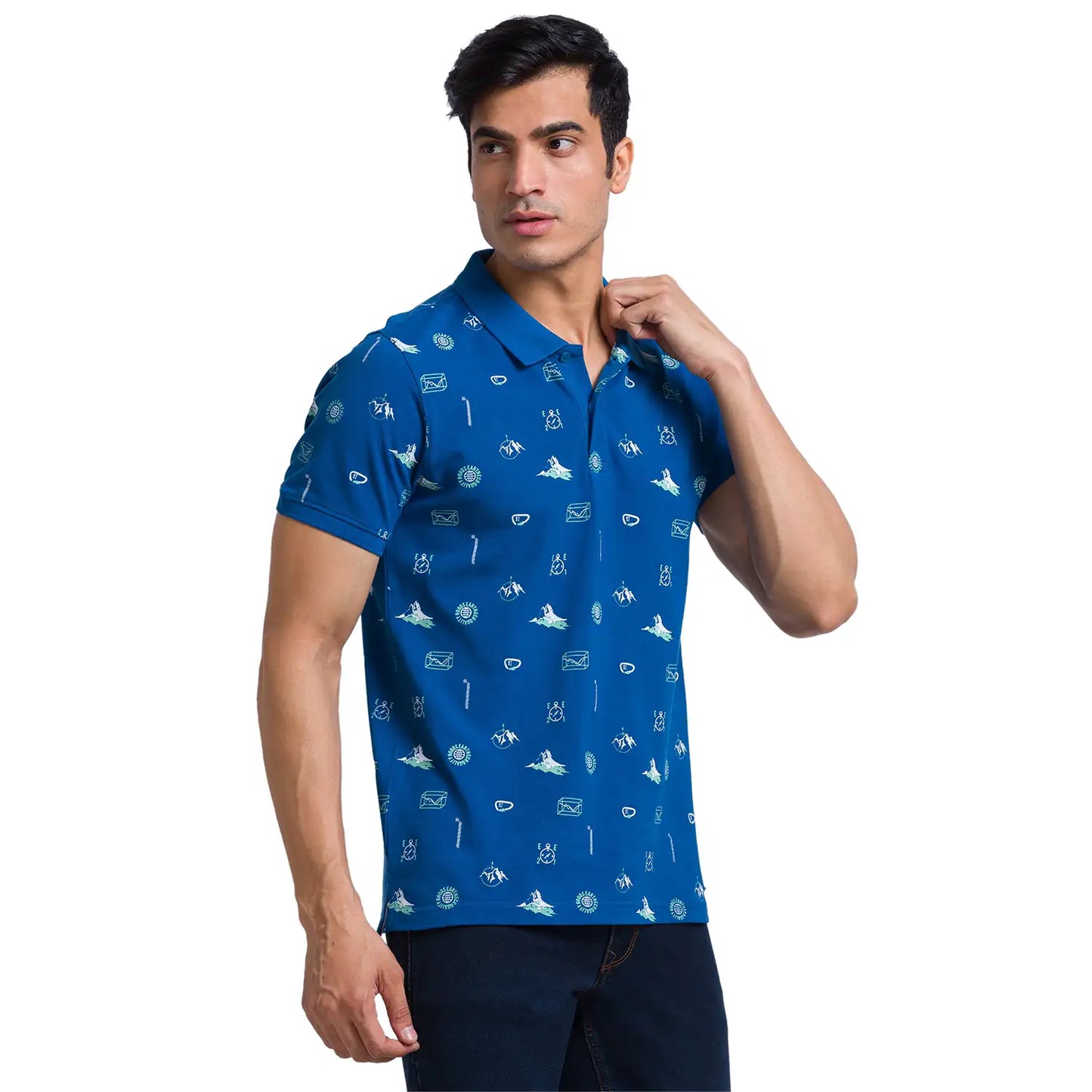 Men Regular Fit Blue Polo