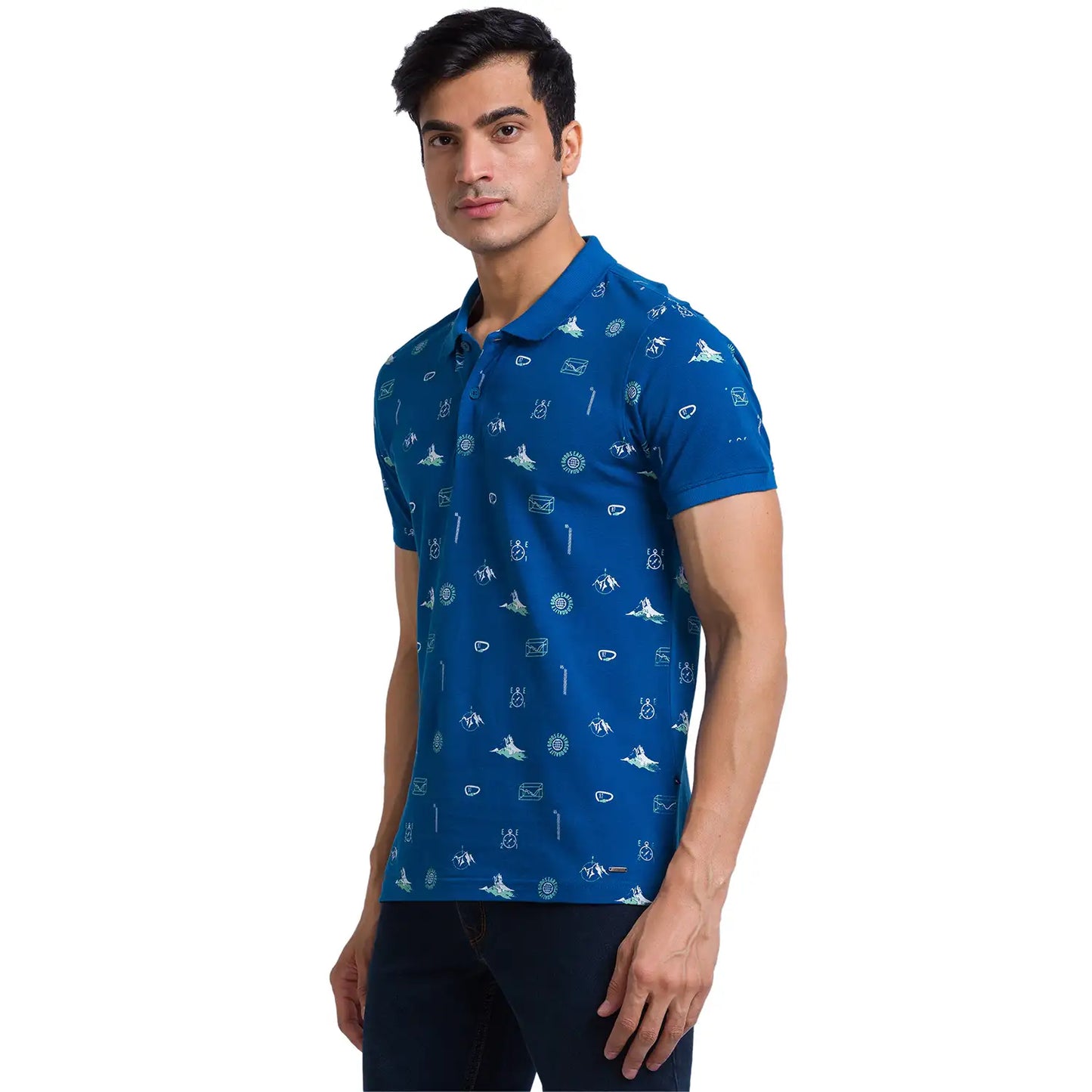Men Regular Fit Blue Polo