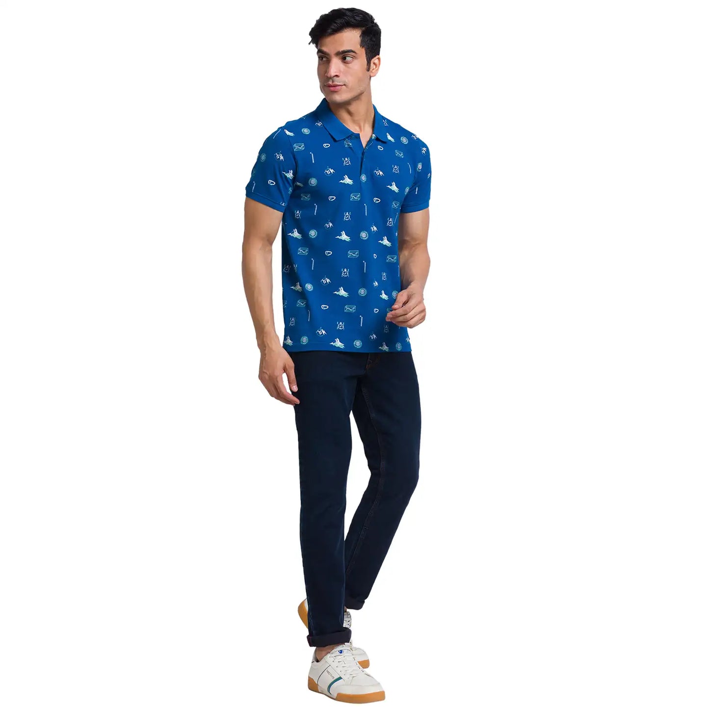 Men Regular Fit Blue Polo